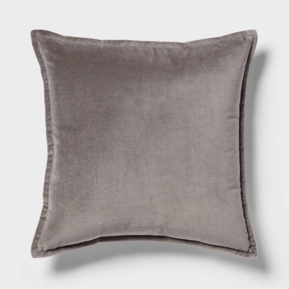 NEW Threshold Gray Velvet Pillow